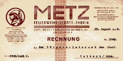 Rechnung der Fa. Metz