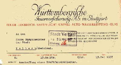 Briefkpf der Württembergische Feuerversicherung